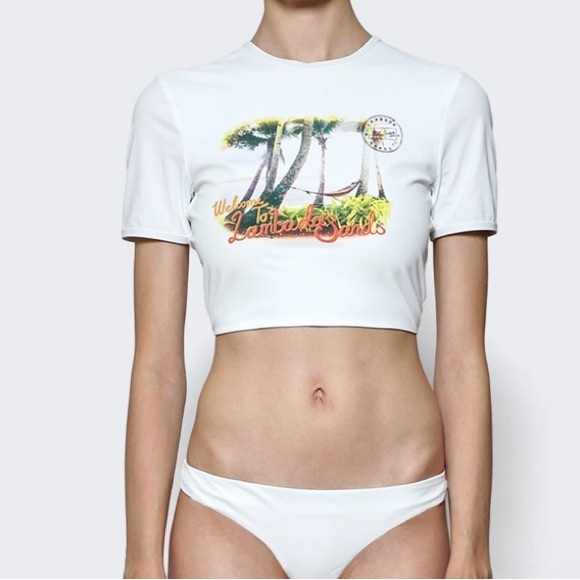 CHRISTOPHER ESBER' LAMBADA SANDS BACKLESS KNOT TIE TEE, Designer Sz 14 White NEW - Picture 2 of 15